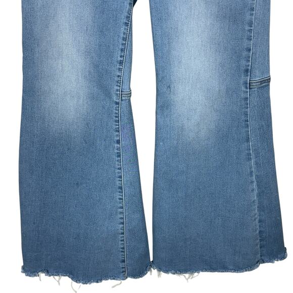 Free People SZ 29 Jeans Just Float on Flare Hi-Rise Stretch Frayed We The Free - Picture 3 of 10